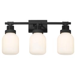 Somers 24&quot; Wide 3 Light Textured Black Bath Light With Matte White Sha