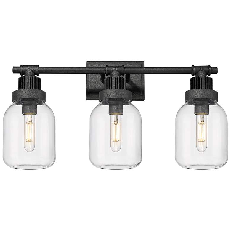 Image 1 Somers 24" Wide 3 Light Weathered Zinc Bath Light With Clear Glass Sha