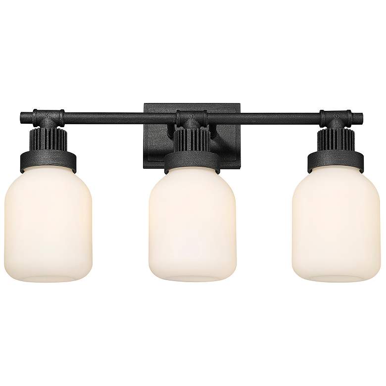 Image 1 Somers 24" Wide 3 Light Weathered Zinc Bath Light With Matte White Sha