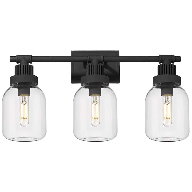 Image 1 Somers 24" Wide Textured Black 3-Light Bath Vanity Light