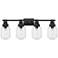 Somers 33.25" Wide 4 Light Textured Black Bath Light With Clear Glass 