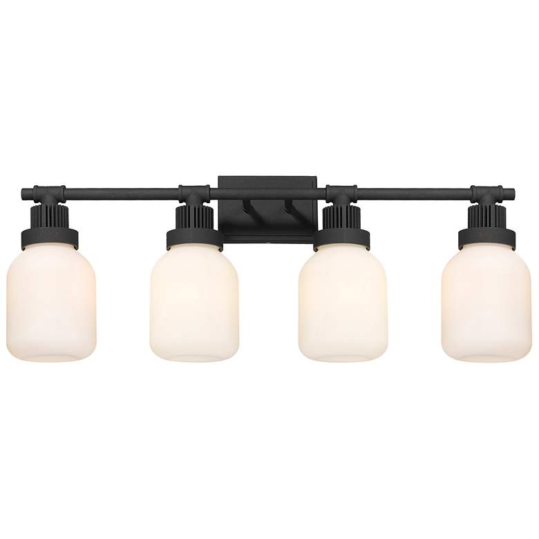 Image 1 Somers 33.25" Wide 4 Light Textured Black Bath Light With Matte White