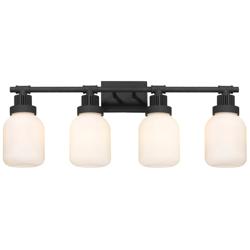 Somers 33.25&quot; Wide 4 Light Textured Black Bath Light With Matte White