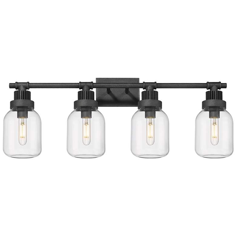 Image 1 Somers 33.25" Wide 4 Light Weathered Zinc Bath Light With Clear Glass