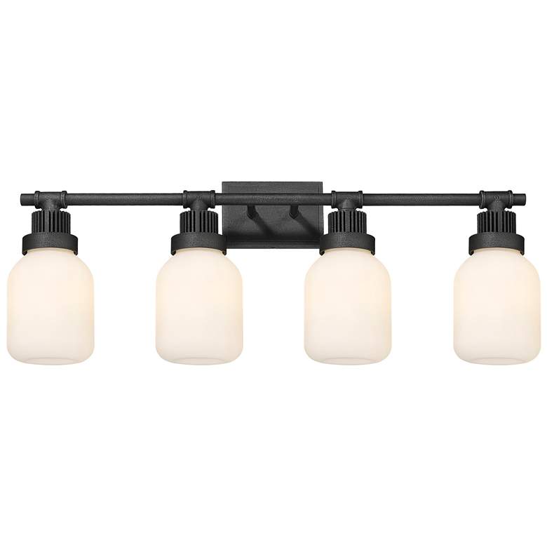 Image 1 Somers 33.25" Wide 4 Light Weathered Zinc Bath Light With Matte White