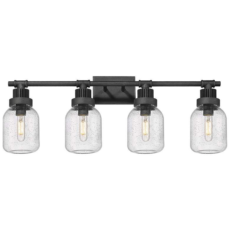 Image 1 Somers 33.25" Wide 4 Light Weathered Zinc Bath Light With Seedy Glass