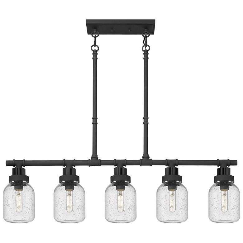 Image 1 Somers 42.88"W 5 Light Textured Black Stemmed Linear Pendant w/ Seedy