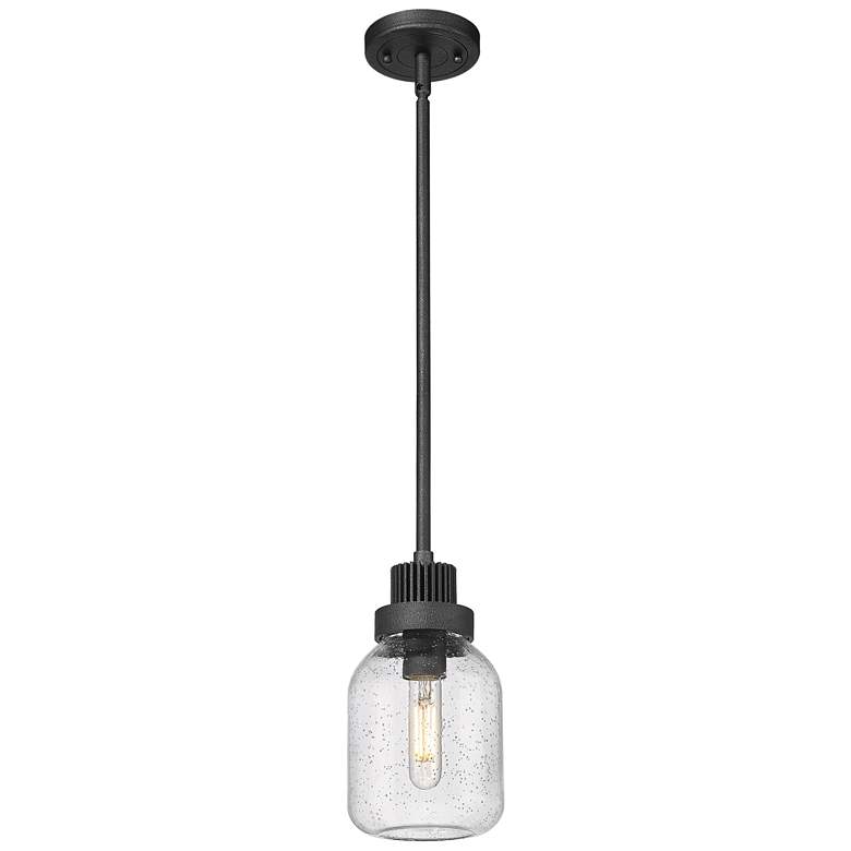 Image 1 Somers 5.5" Wide Weathered Zinc Finish Stem Hung Pendant With Seedy Sh
