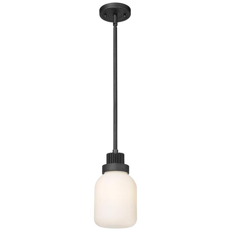 Image 1 Somers 5.5 inchW Weathered Zinc Finish Stem Hung Pendant With Matte White 