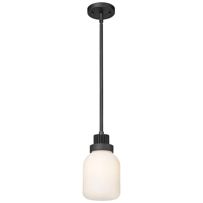 Image 1 Somers 5.5"W Weathered Zinc Finish Stem Hung Pendant With Matte White
