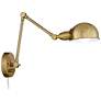 Somers Antique Brass Adjustable Plug-In LED Wall Lamps Set of 2 in scene