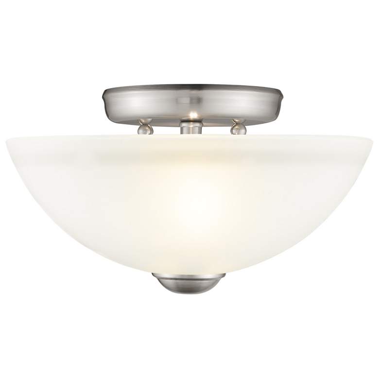 Image 1 Somerset 11-in W Brushed Nickel Frosted Glass Semi-Flush Mount Light