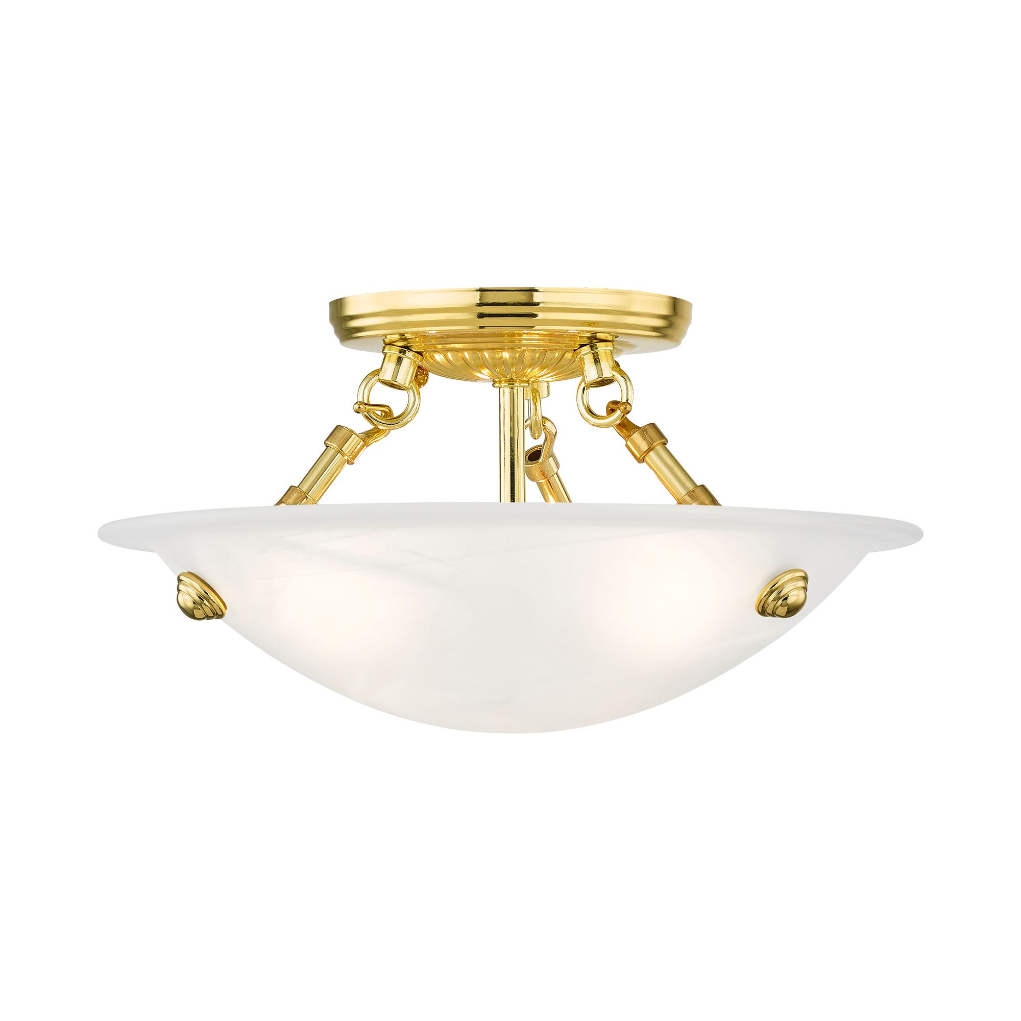 Image 3 Somerset 12-in W Polished Brass Alabaster Glass Semi-Flush Mount Light more views