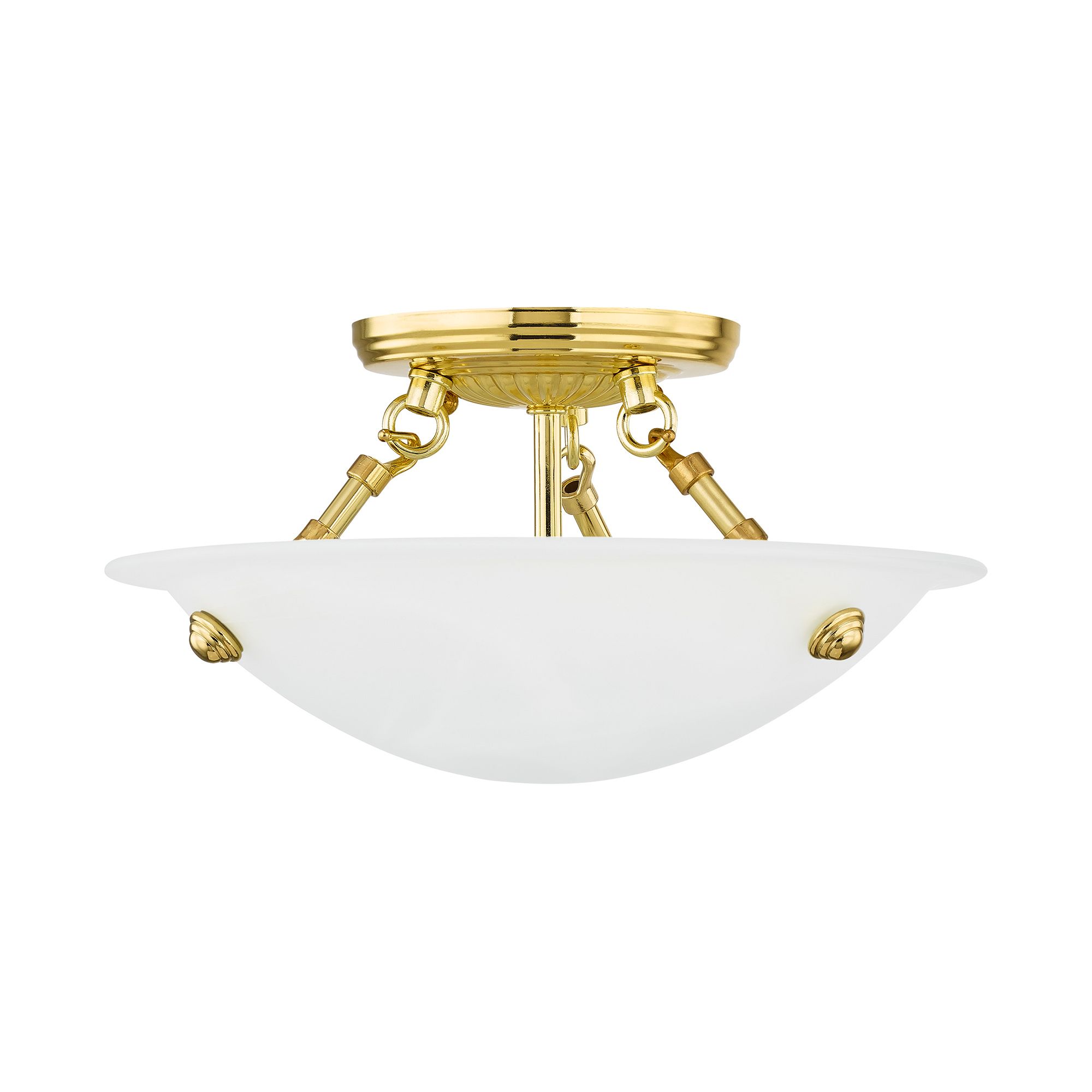 Image 4 Somerset 12-in W Polished Brass Alabaster Glass Semi-Flush Mount Light more views