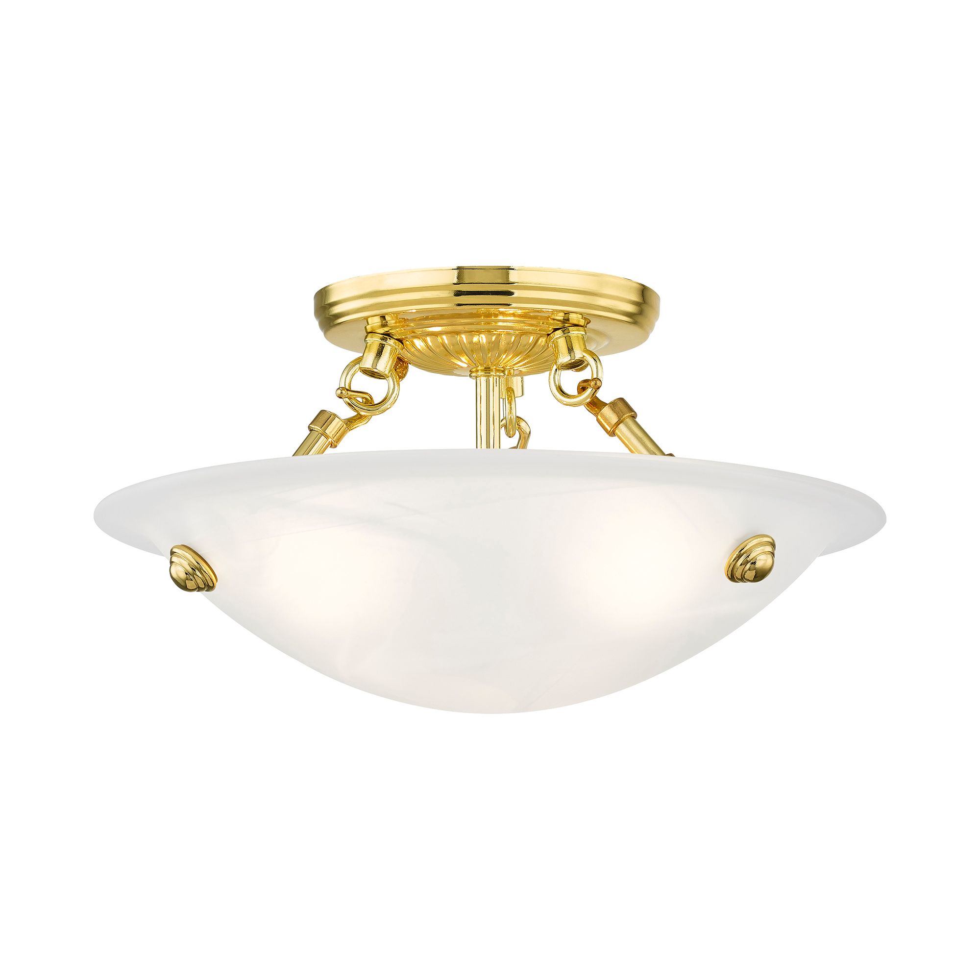 Image 5 Somerset 12-in W Polished Brass Alabaster Glass Semi-Flush Mount Light more views