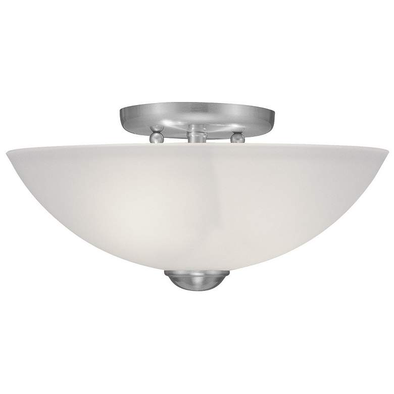 Image 1 Somerset 13-in W Brushed Nickel Frosted Glass Semi-Flush Mount Light