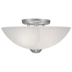 Somerset 13-in W Brushed Nickel Frosted Glass Semi-Flush Mount Light