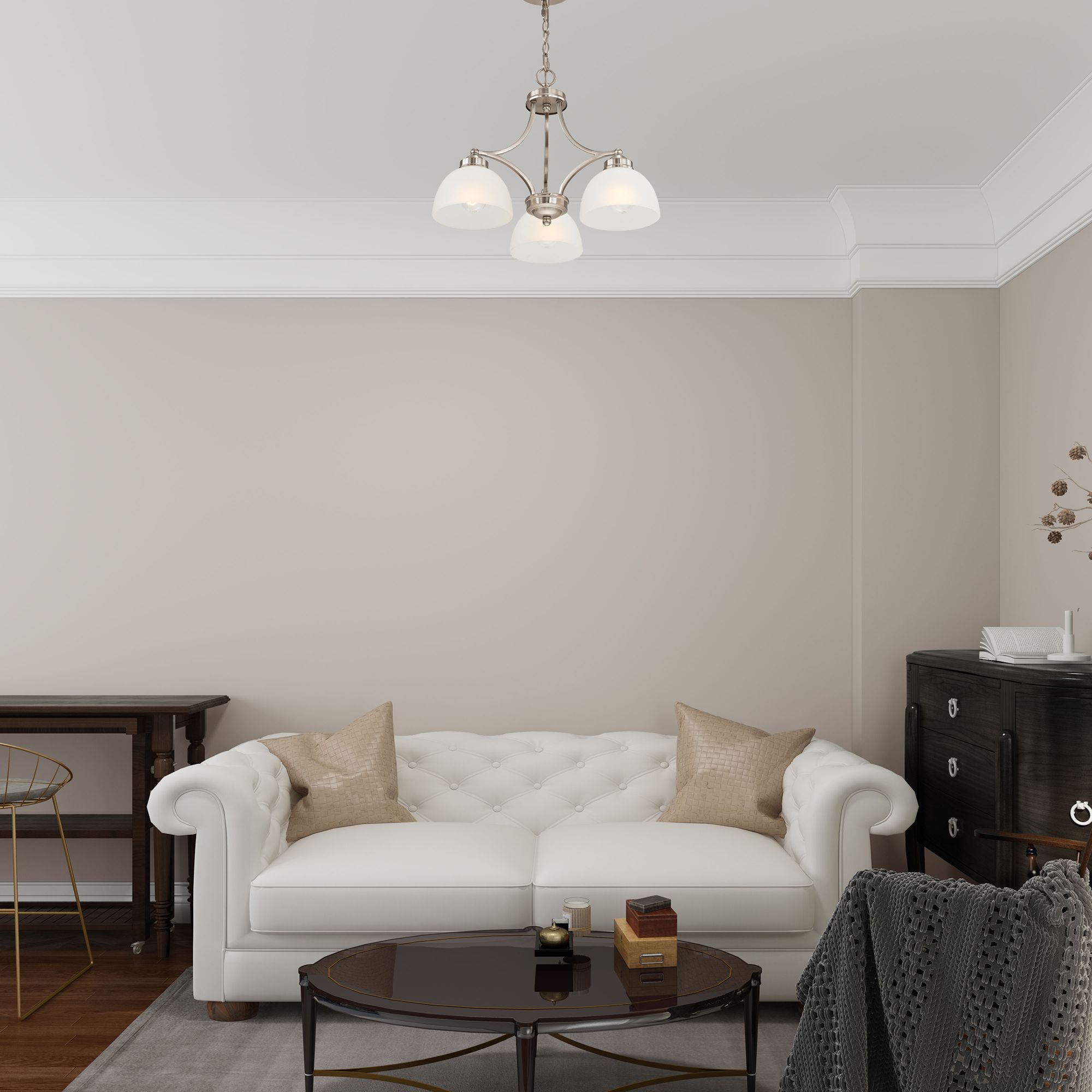 Somerset 20" Wide Brushed Nickel 3-Light Chandelier in scene