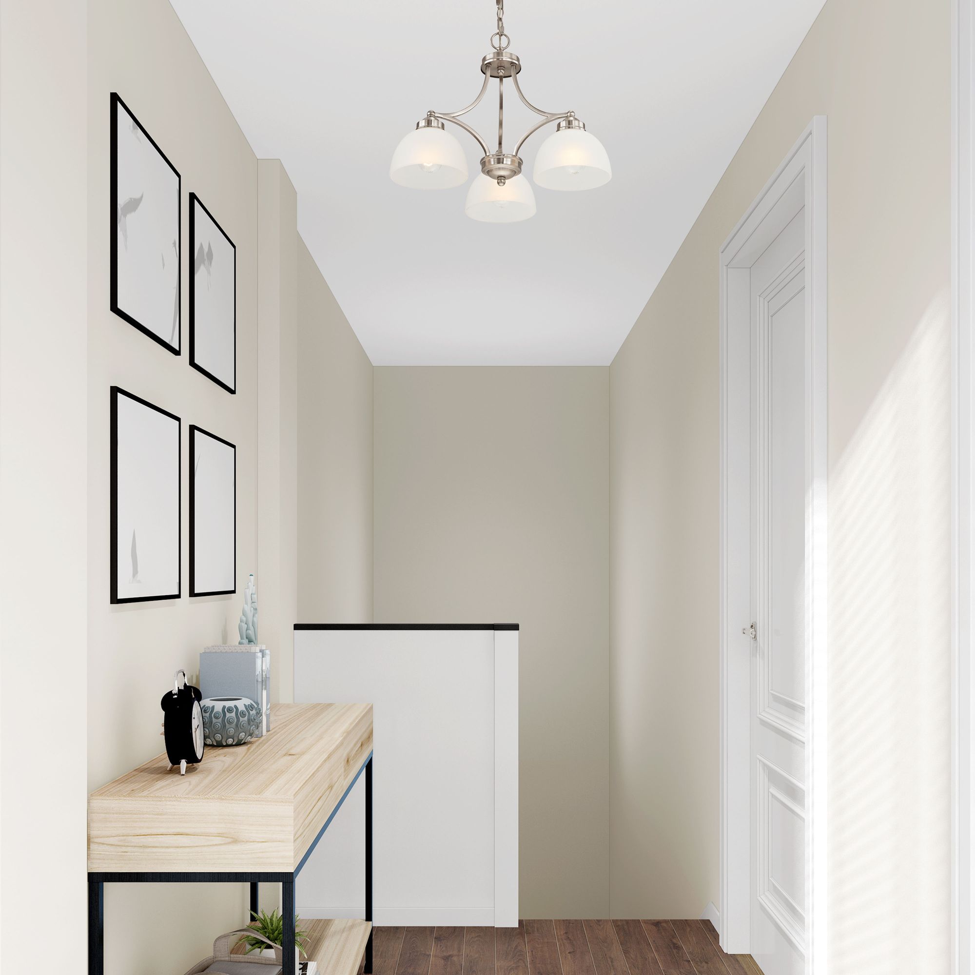 Somerset 20" Wide Brushed Nickel 3-Light Chandelier in scene