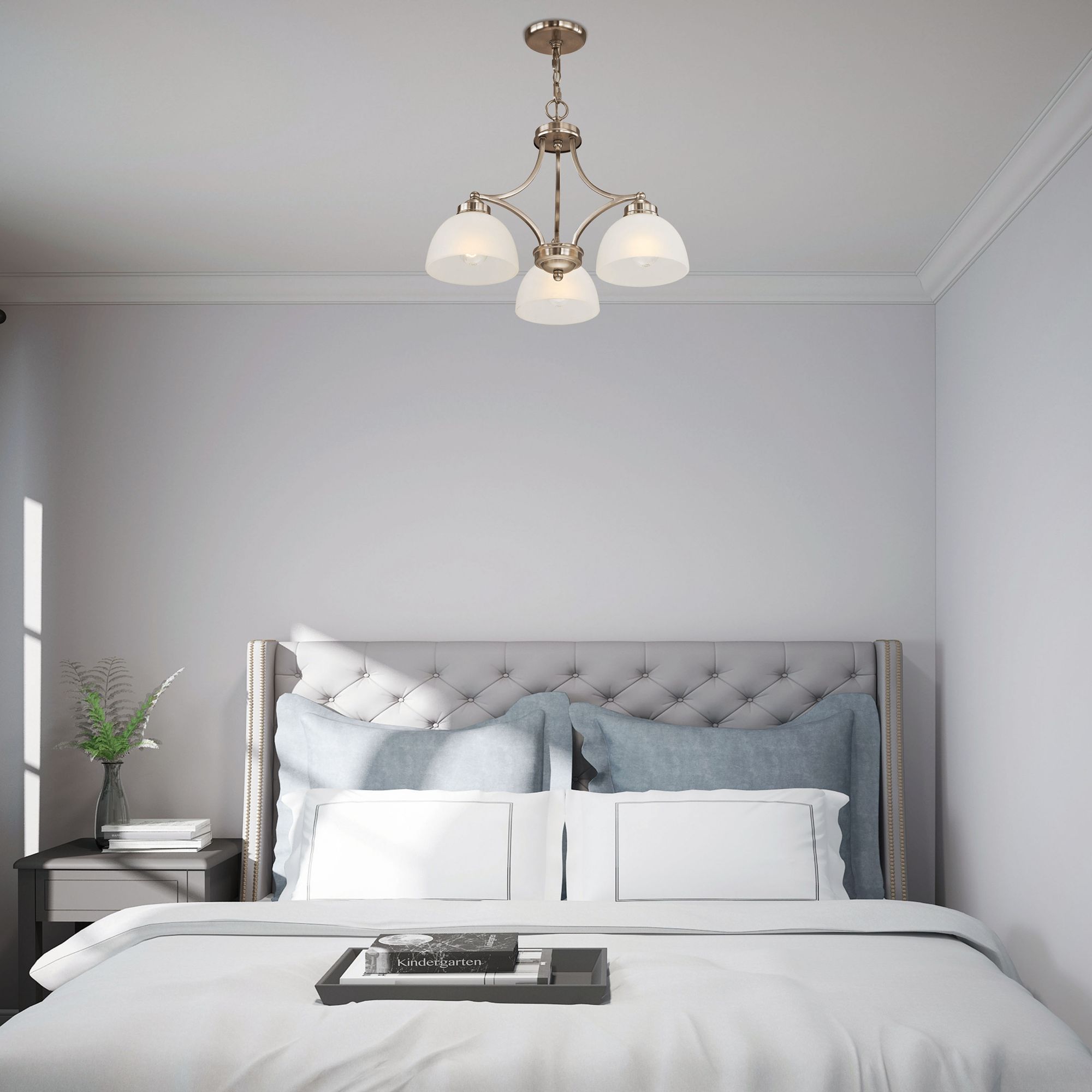 Somerset 20" Wide Brushed Nickel 3-Light Chandelier in scene