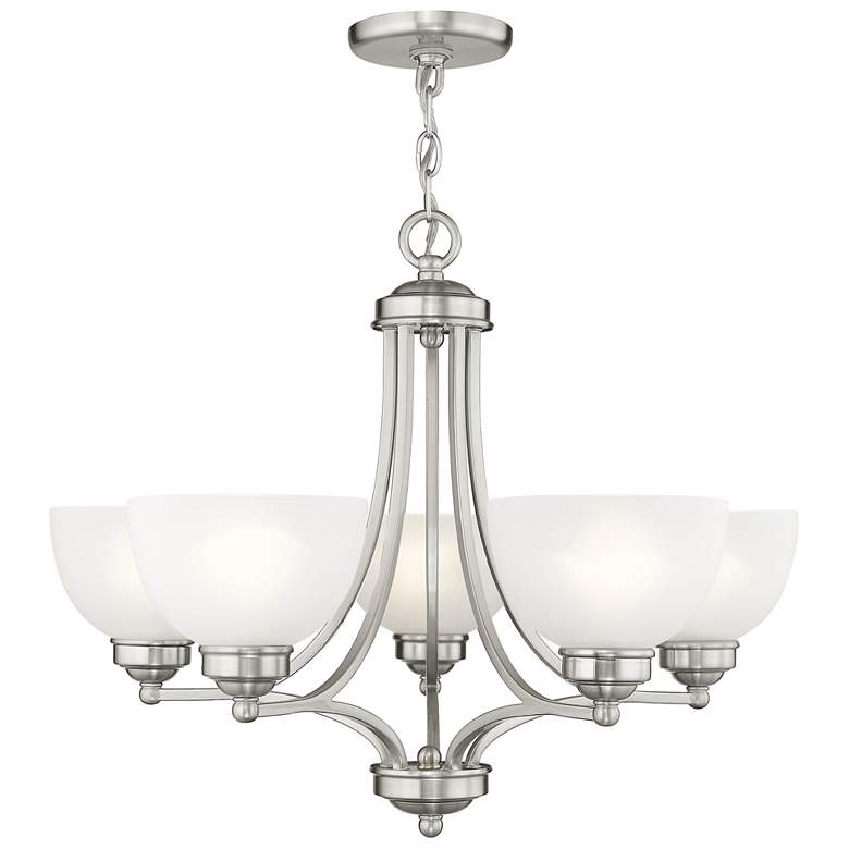 Image 1 Somerset 25-in 5-Light Brushed Nickel Industrial Shaded Chandelier