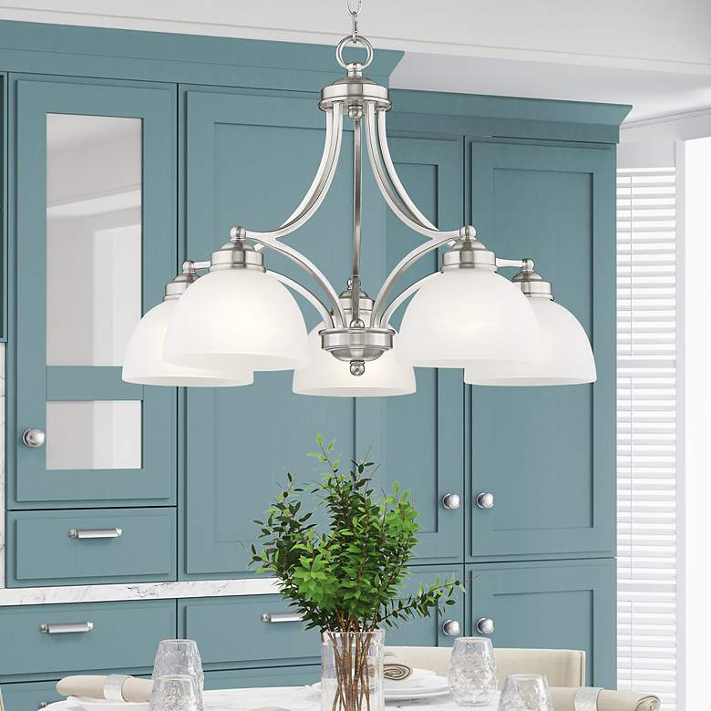 Image 1 Somerset 25-in 5-Light Brushed Nickel Industrial Shaded Chandelier