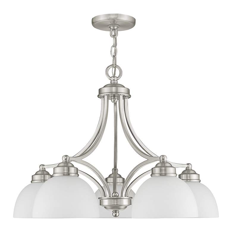 Image 3 Somerset 25-in 5-Light Brushed Nickel Industrial Shaded Chandelier more views