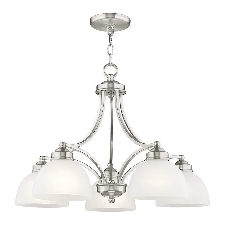 Image 4 Somerset 25-in 5-Light Brushed Nickel Industrial Shaded Chandelier more views