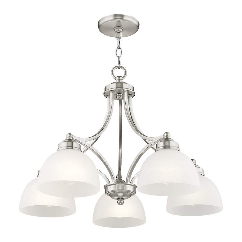 Image 5 Somerset 25-in 5-Light Brushed Nickel Industrial Shaded Chandelier more views
