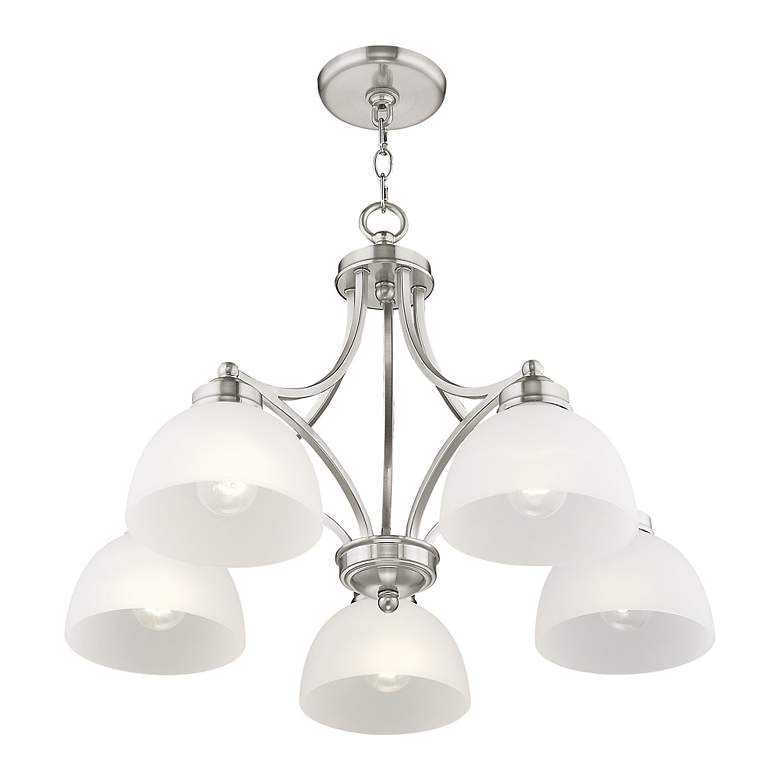 Image 6 Somerset 25-in 5-Light Brushed Nickel Industrial Shaded Chandelier more views