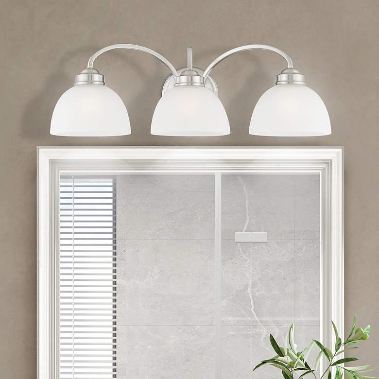 Image 1 Somerset 3-Light Brushed Nickel Dome Vanity Light