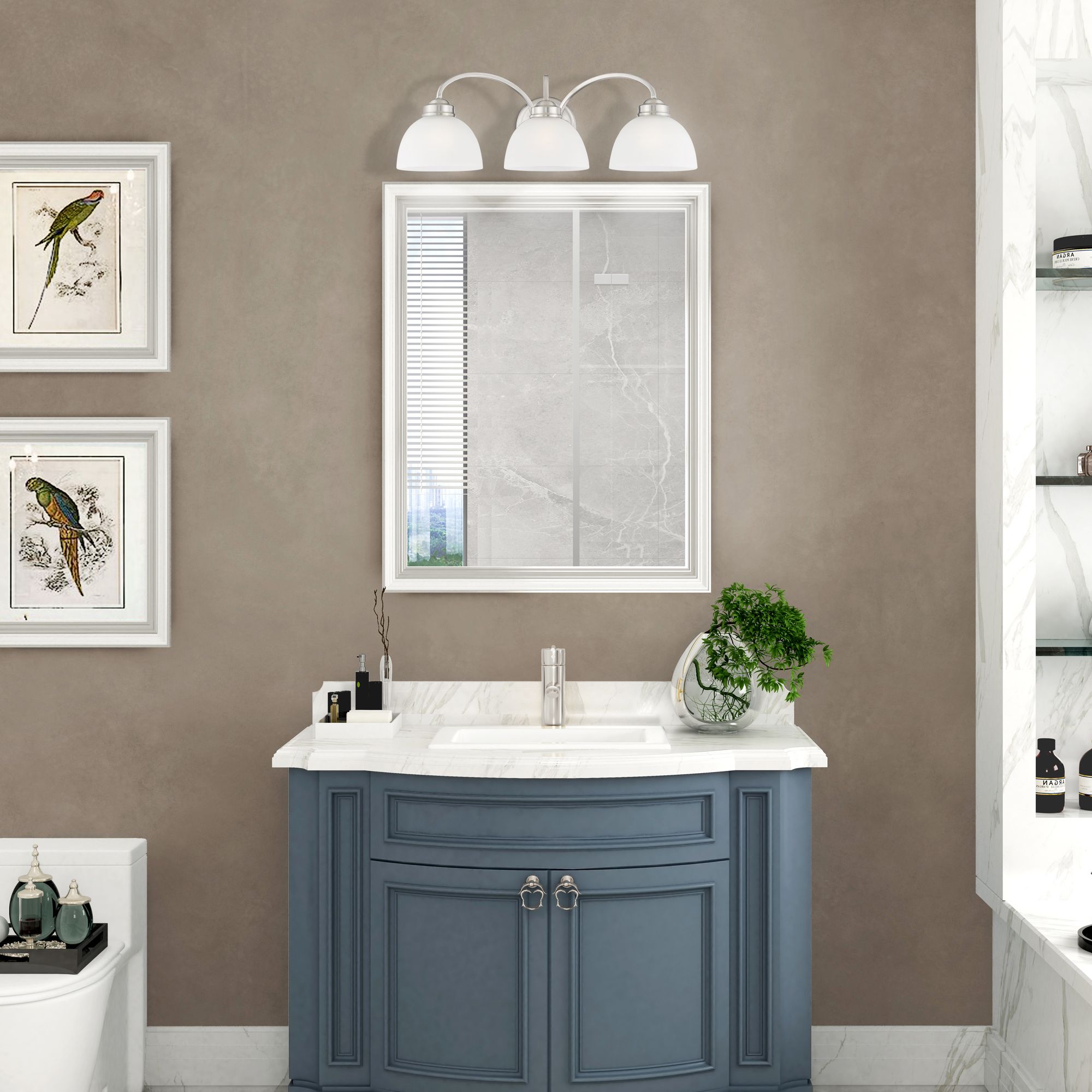 Somerset 3-Light Brushed Nickel Dome Vanity Light