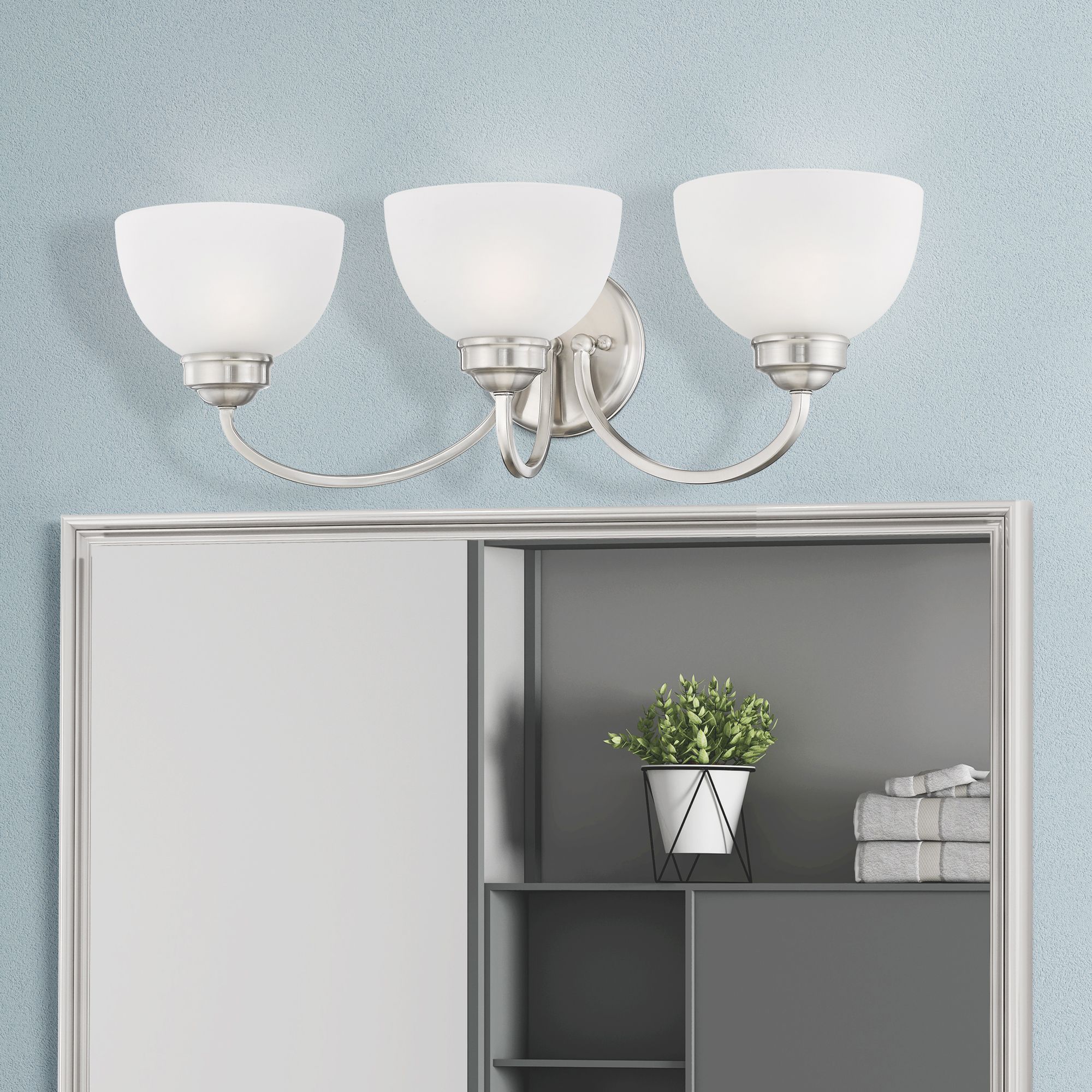 Somerset 3-Light Brushed Nickel Dome Vanity Light