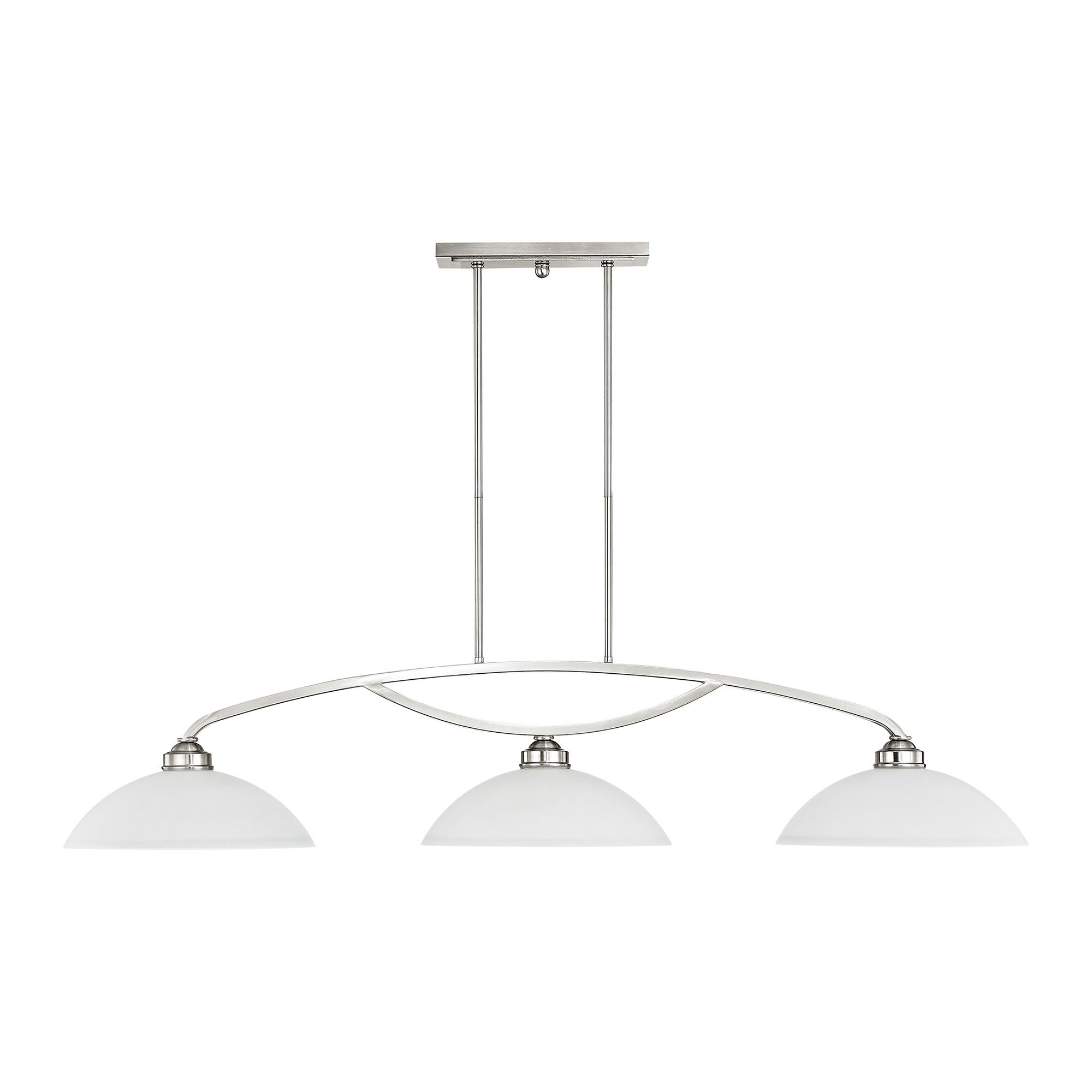 Somerset 3-Light Brushed Nickel Light with White Shades in scene