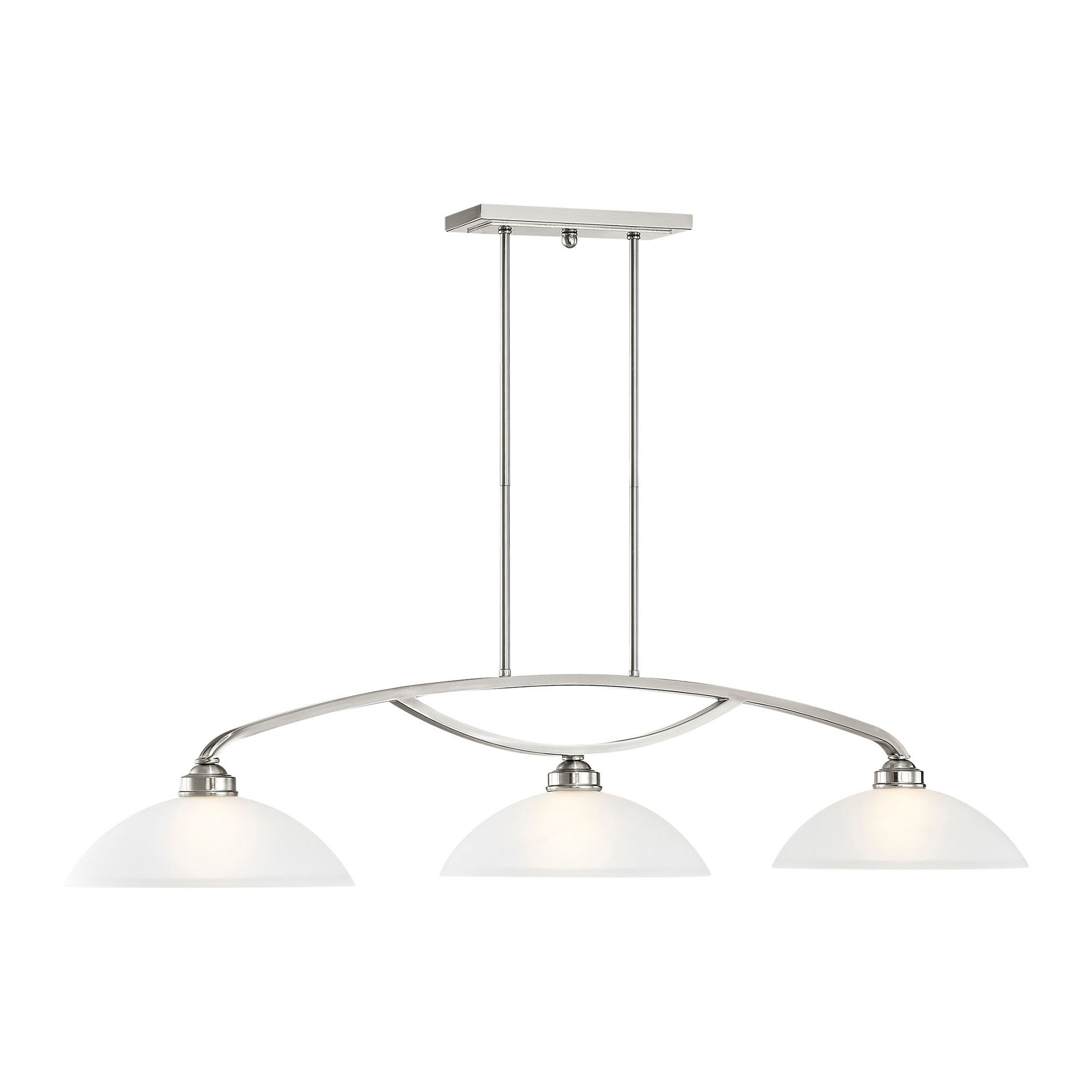 Somerset 3-Light Brushed Nickel Light with White Shades in scene