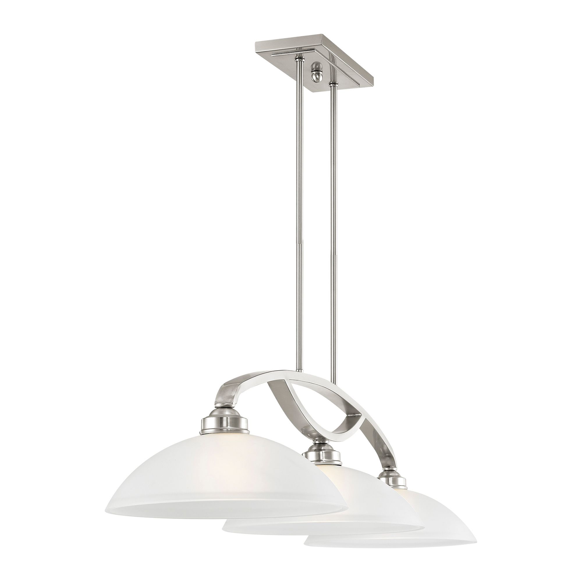 Somerset 3-Light Brushed Nickel Light with White Shades in scene