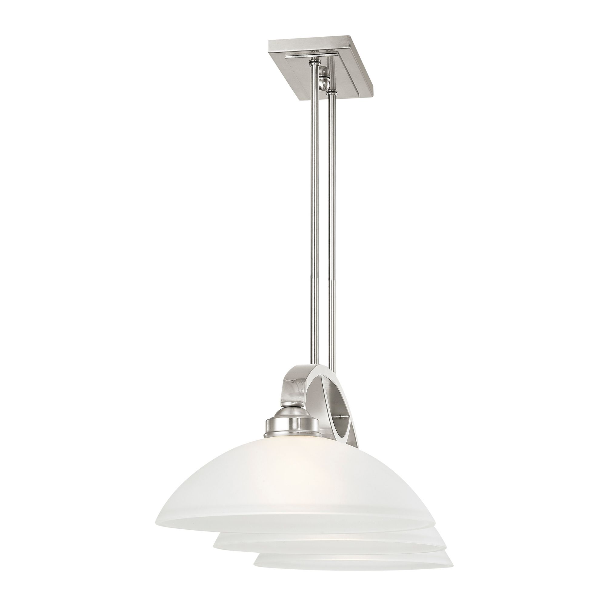 Somerset 3-Light Brushed Nickel Light with White Shades in scene