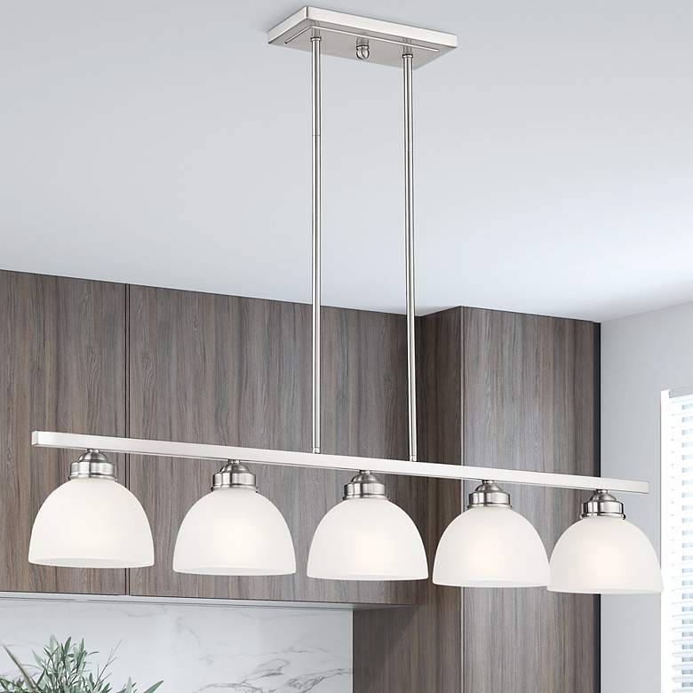 Image 2 Somerset 42" Wide Brushed Nickel 5-Light Linear Pendant