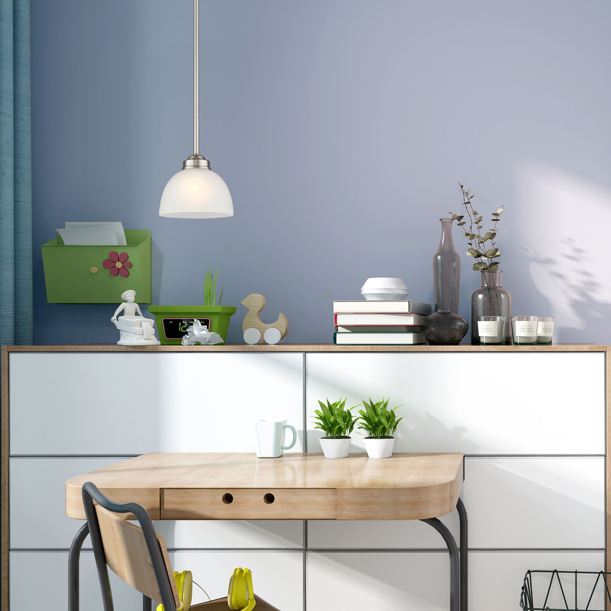 Somerset 6 1/2" Wide Brushed Nickel Mini Pendant in scene