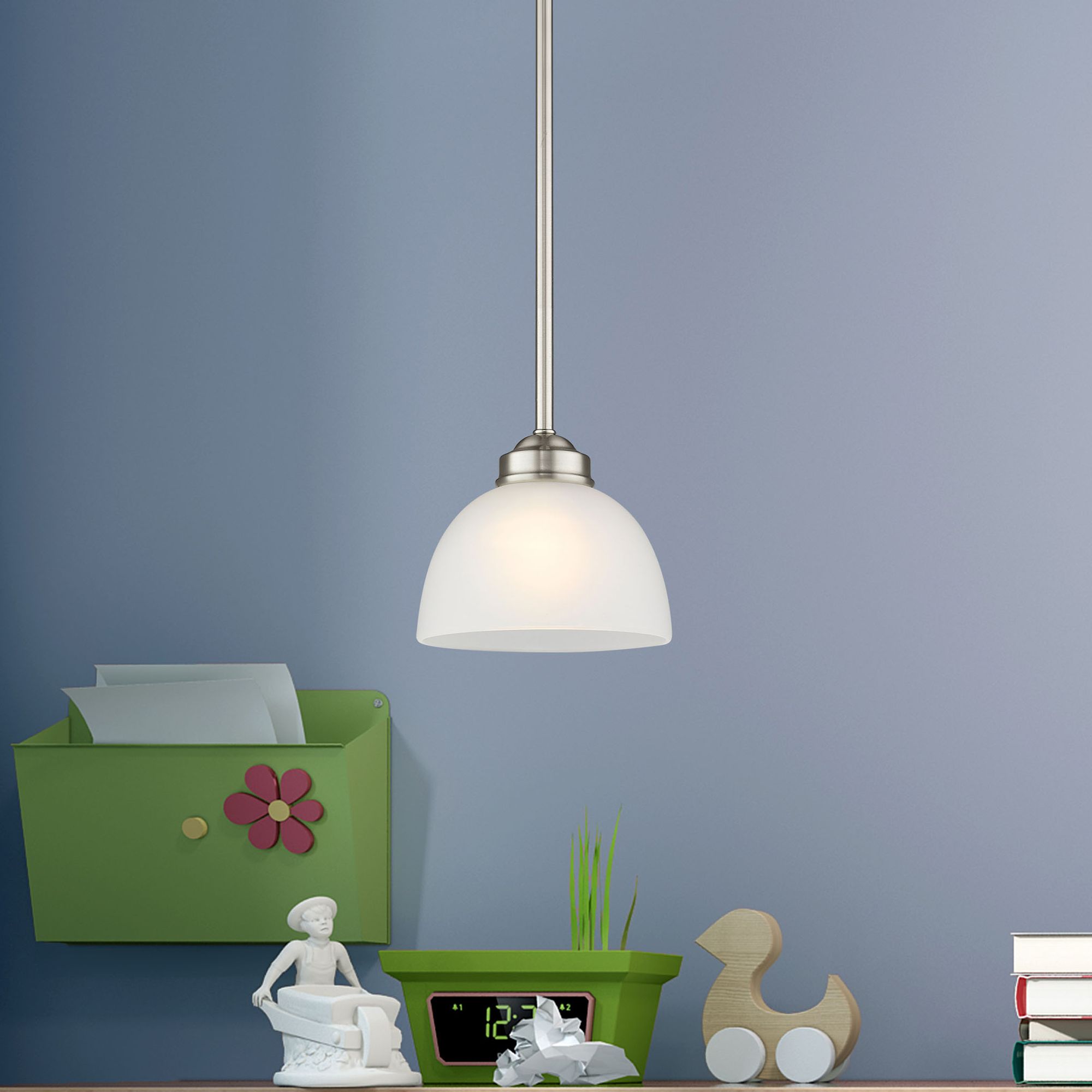 Somerset 6 1/2" Wide Brushed Nickel Mini Pendant in scene