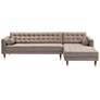 Somerset Mid Century Modern Right Sectional Sofa in Taupe Velvet