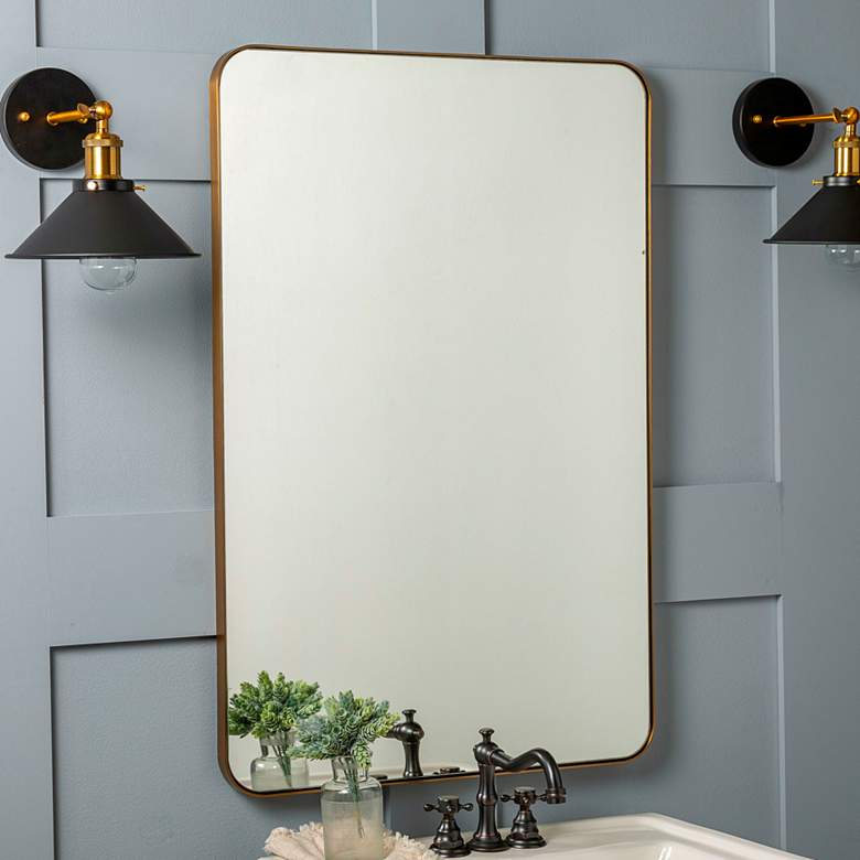 Image 1 Somerset Shiny Gold Metal 24 inch x 36 inch Rectangular Wall Mirror