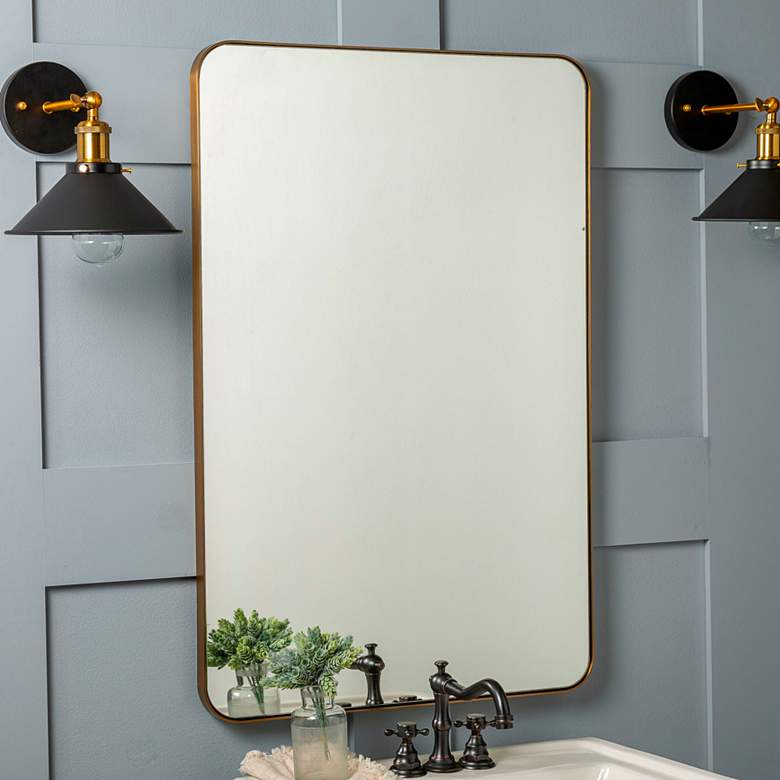 Image 1 Somerset Shiny Gold Metal 24" x 36" Rectangular Wall Mirror
