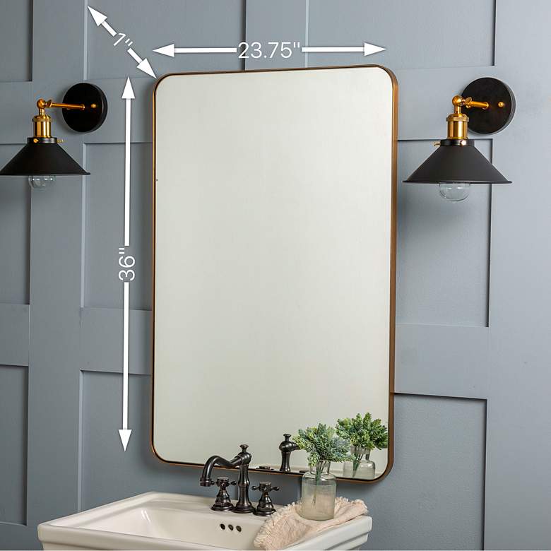 Image 4 Somerset Shiny Gold Metal 24 inch x 36 inch Rectangular Wall Mirror more views