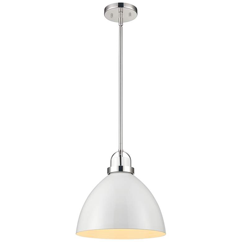 Image 1 Somerville 12" Wide Polished Nickel and White Mini Pendant