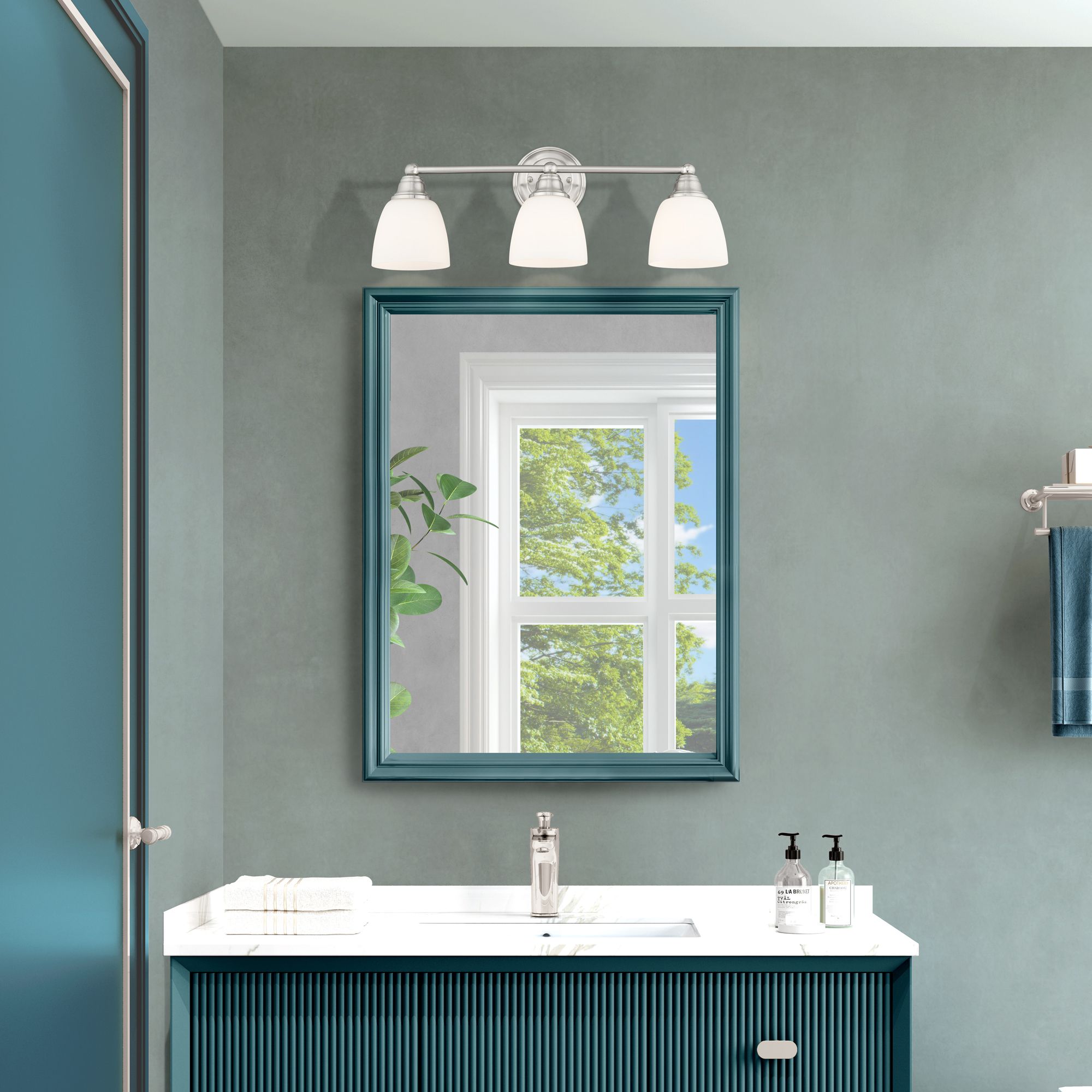 Somerville 23" Wide Brushed Nickel 3-Light Vanity Bath Light