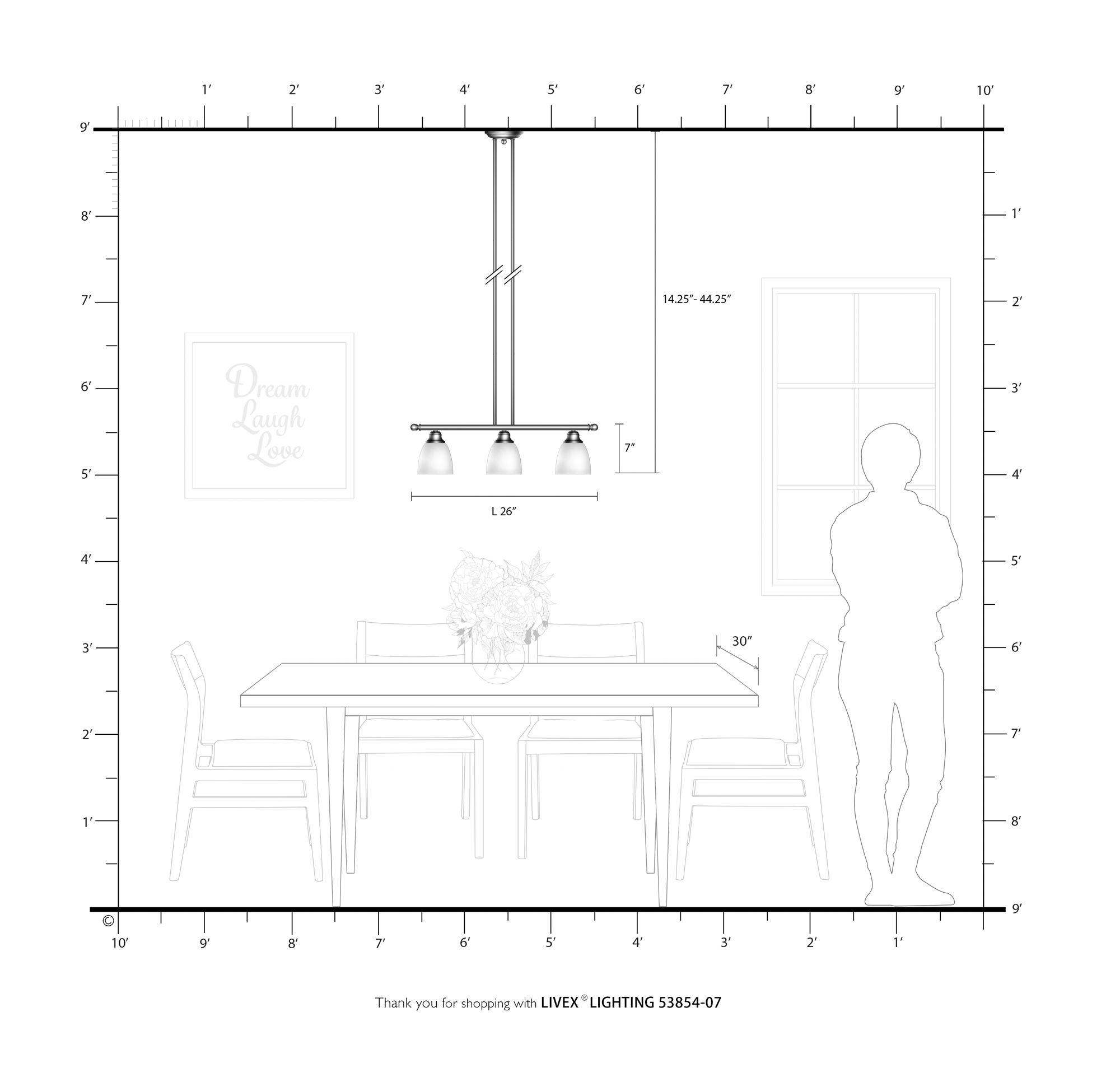 Somerville 26" Wide Bronze 3-Light Linear Pendant in scene