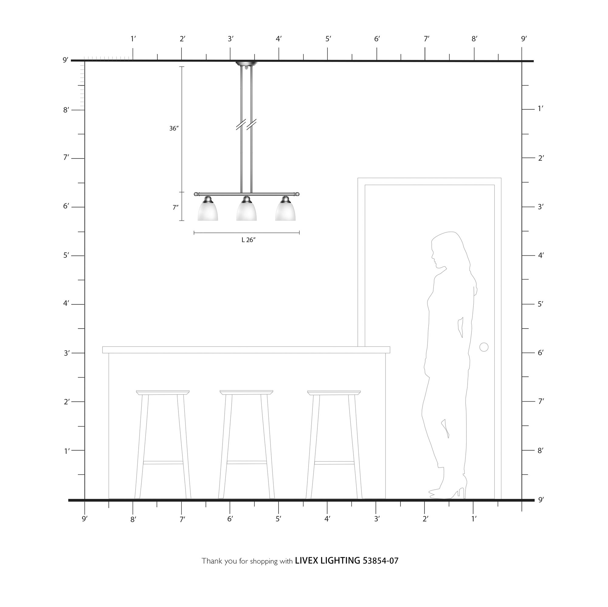 Somerville 26" Wide Bronze 3-Light Linear Pendant in scene