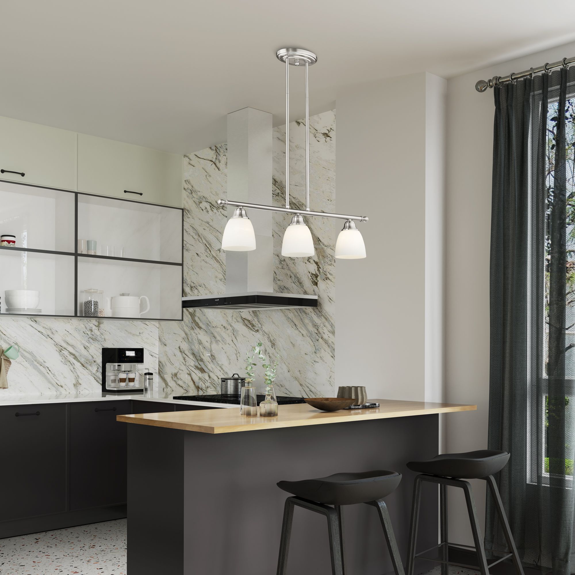 Somerville 26" Wide Brushed Nickel 3-Light Linear Chandelier