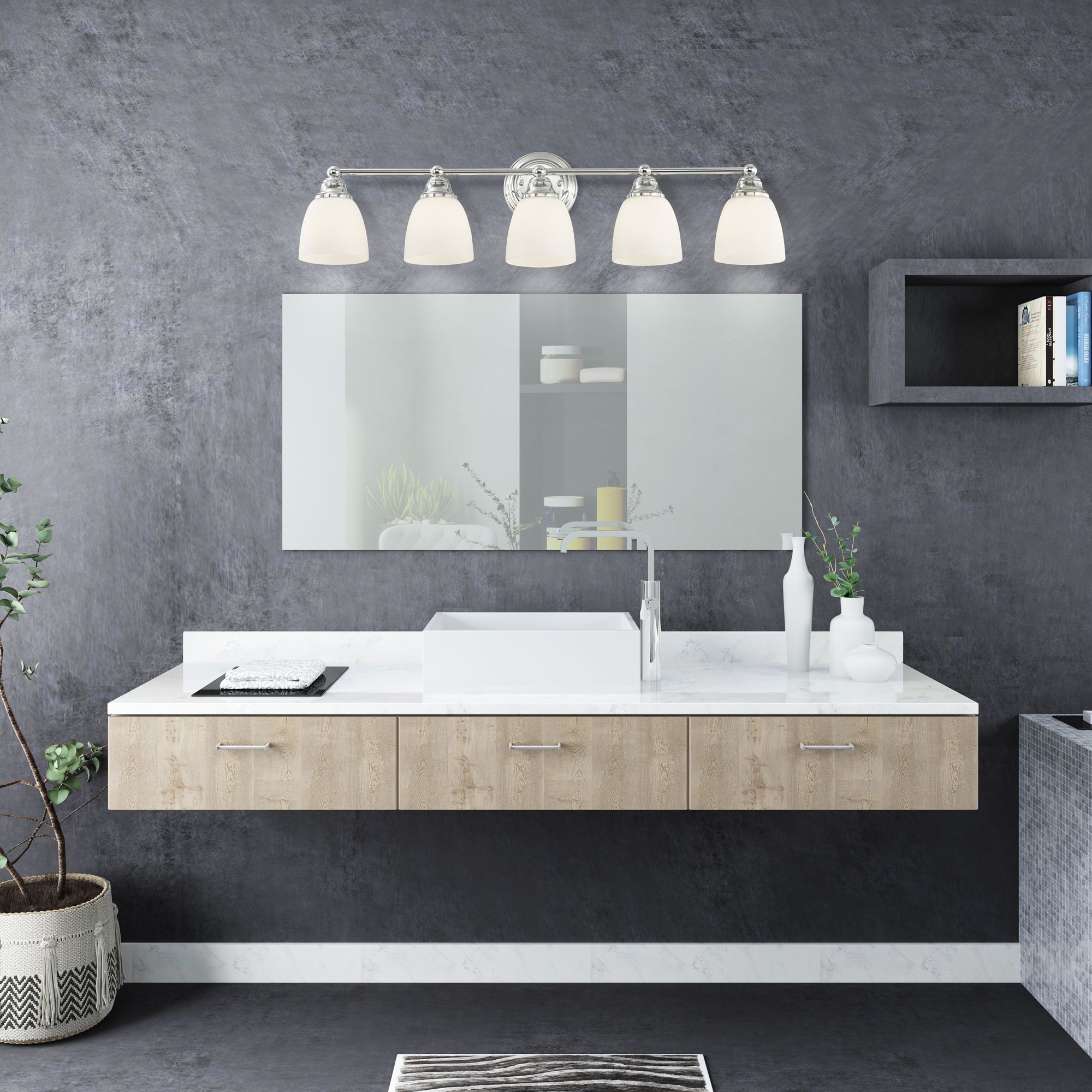 Somerville 34" Wide Polished Chrome 5-Light Bath Light in scene